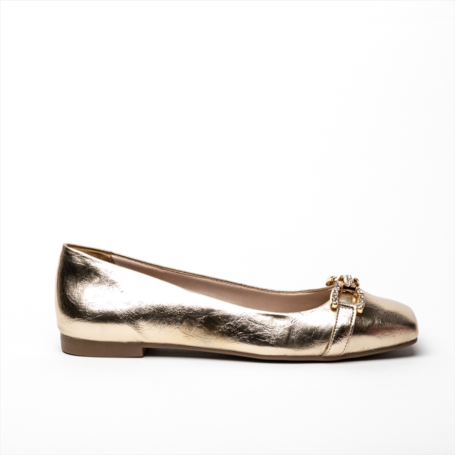 Via Marte gold flat shoes