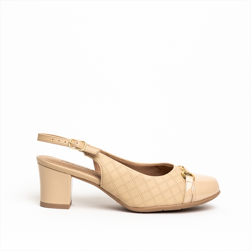 Piccadilly Comfort Neutrual Slingback Low Block Heel Pumps
