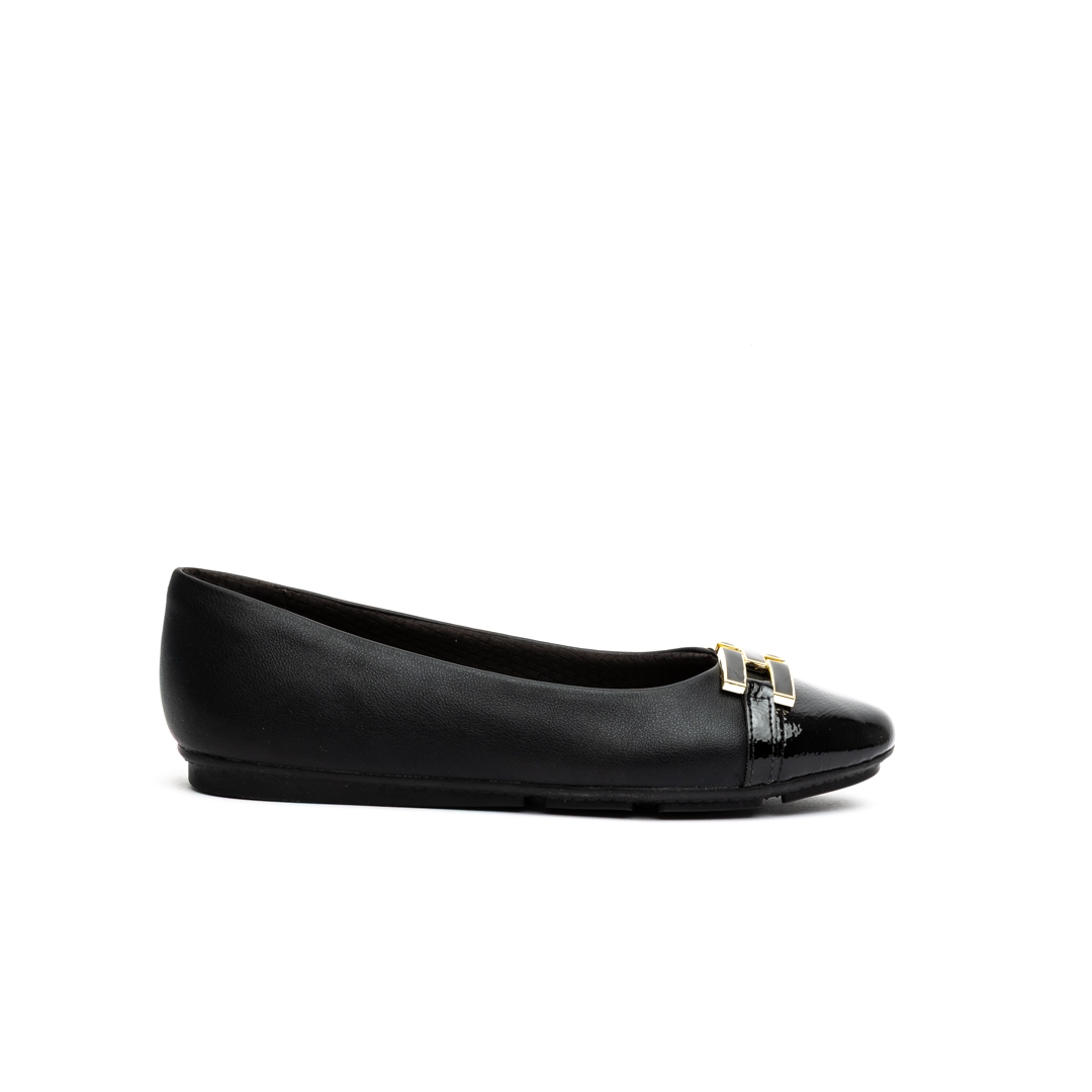Piccadilly Total Black Flat Ballerina Pumps