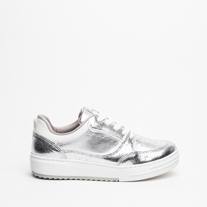 Via Marte Silver Toe Box Detail Flat Sneakers