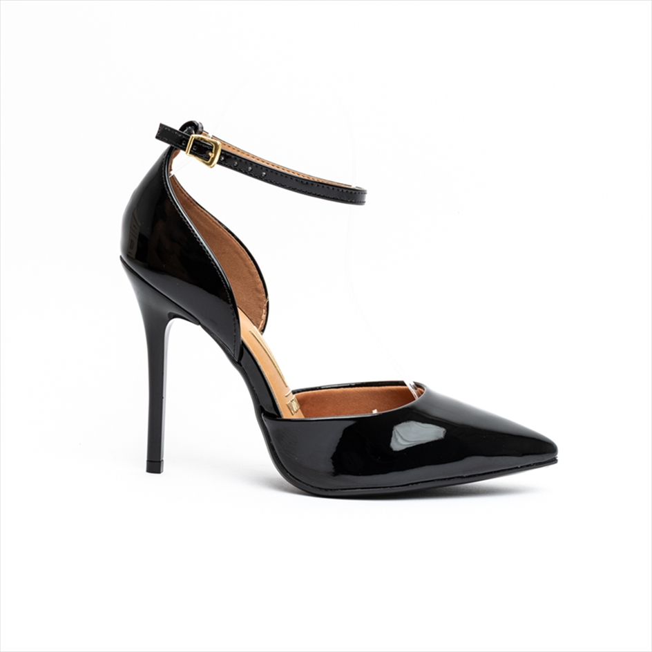 Vizzano Chic Glossy Ankle Strap Pointed High Stiletto Pumps