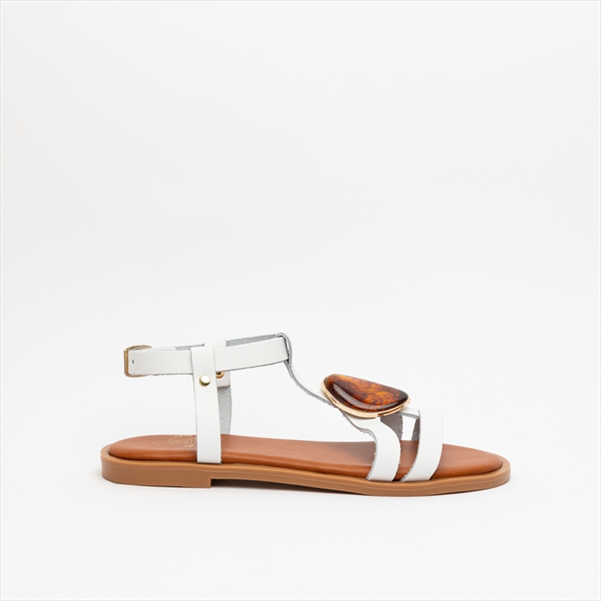 Athenais Premium Flat Sandals with Statement Stone
