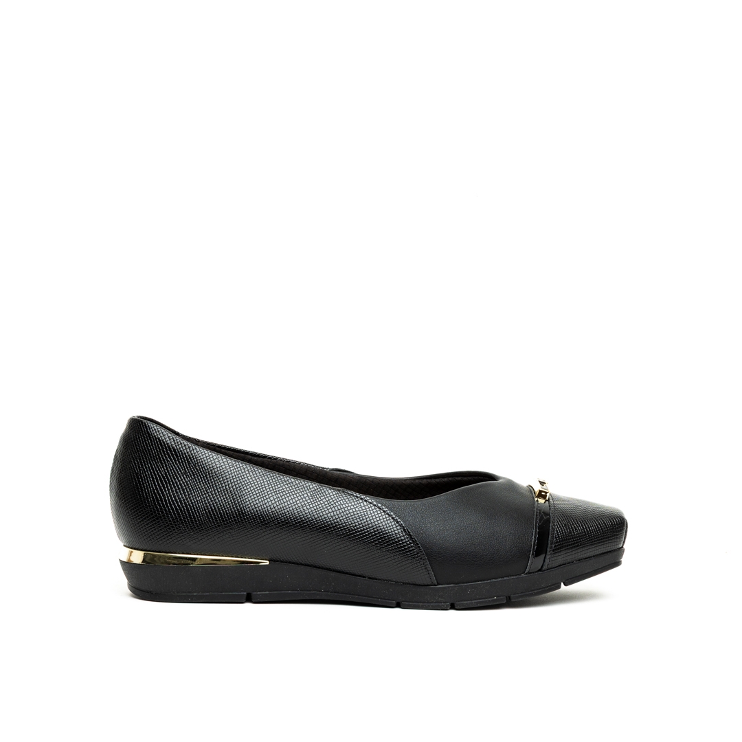 Piccadilly Ballerina Flat Pumps with Gold Detail on Heel