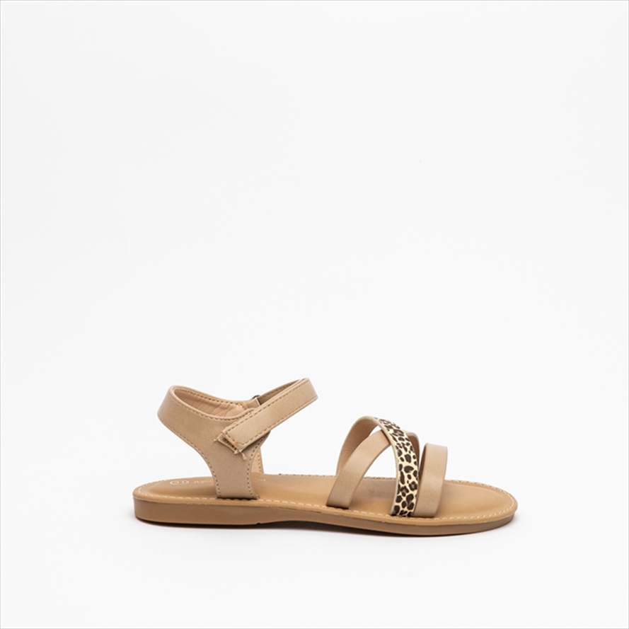Miss Belgini Girls Multi Strap Sandals with Leopard Detail