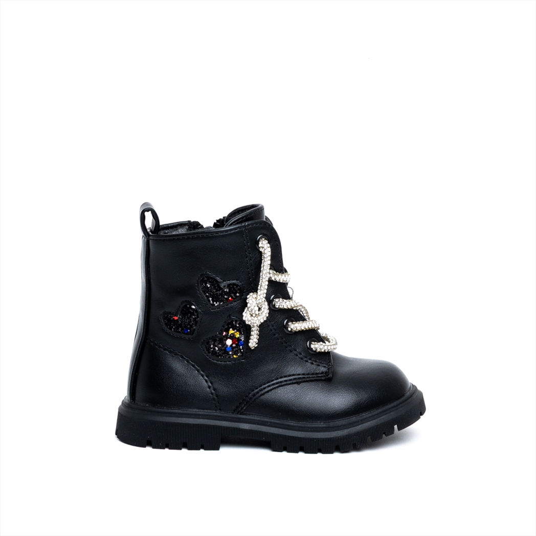Miss Belgini Girls Boots with Silver Stone Laces