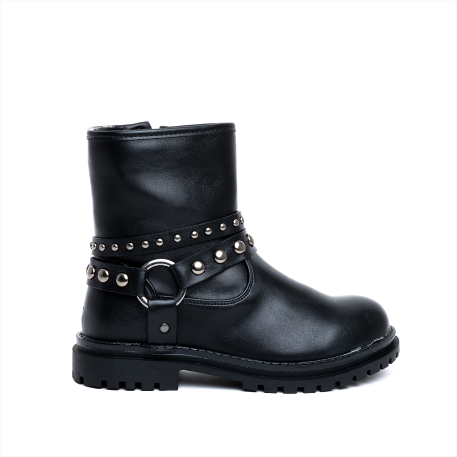 Miss Belgini Girls Biker Boots with Studded Straps