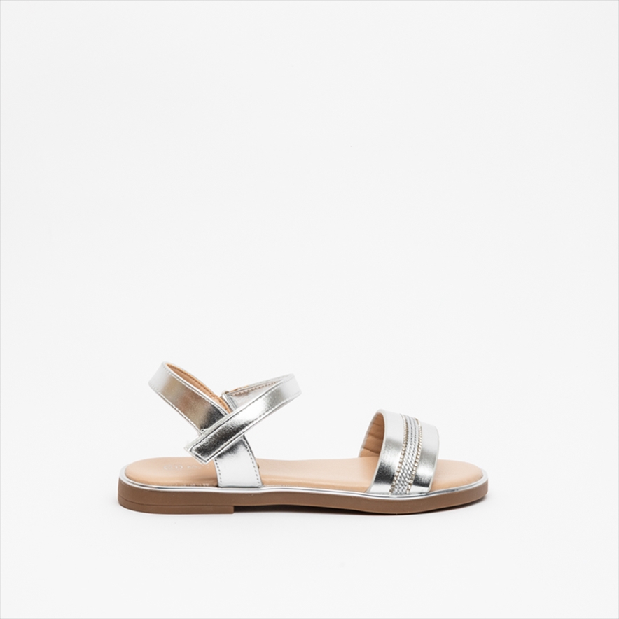 Miss Belgini Girls Metallic Sandals with Glam Woven Detail
