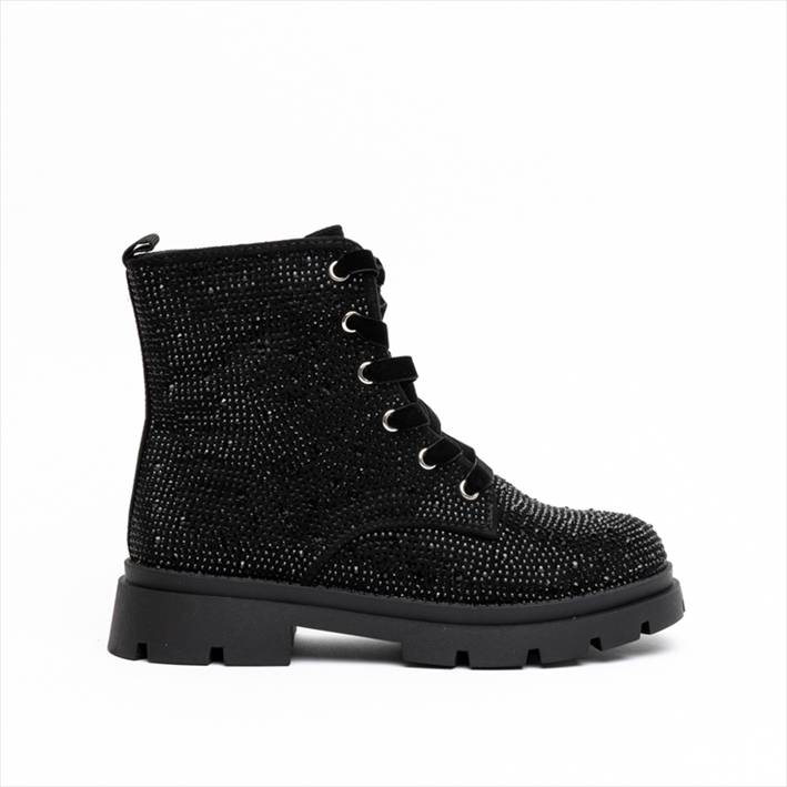 Miss Belgini Girls Combat Boots with Rhinestone Finish