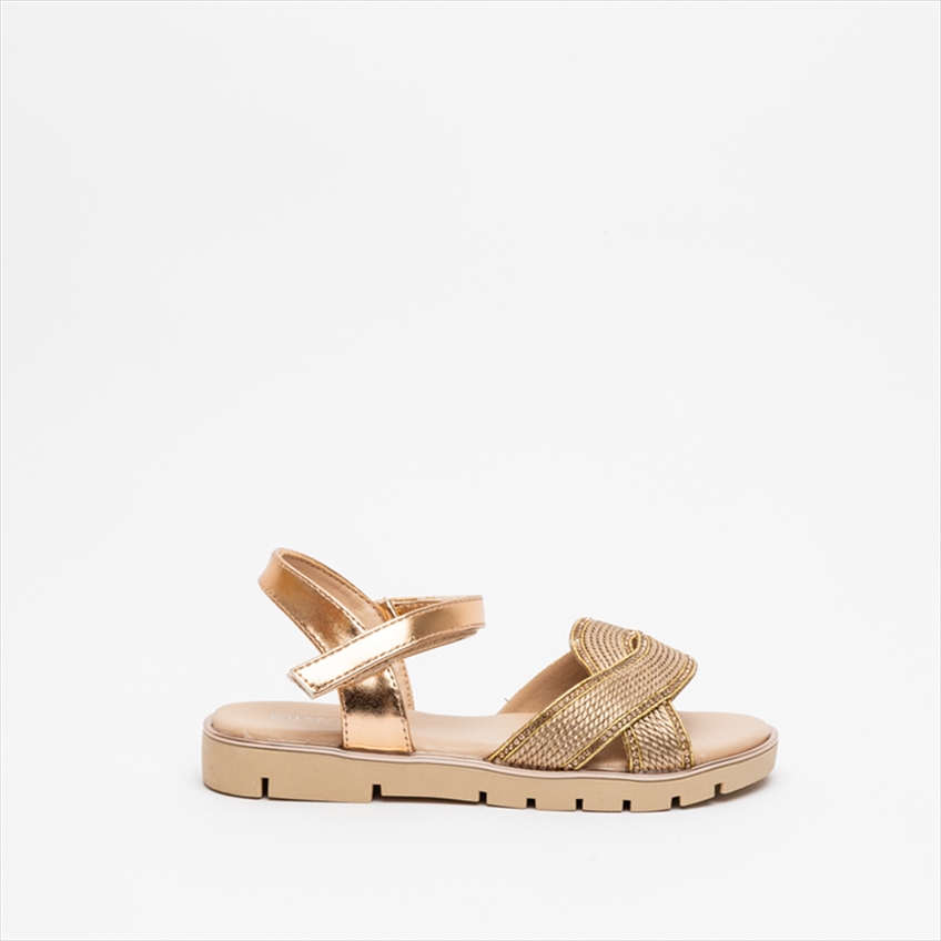 Miss Belgini Girls Sandals with Metallic Woven Straps