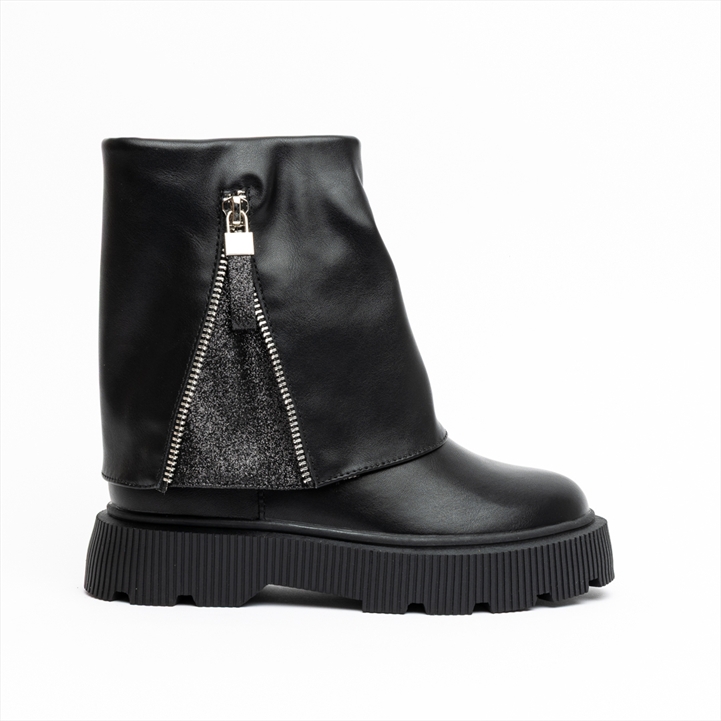 Miss Belgini Girls Slouchy Ankle Boot with Oversized Zip Detail