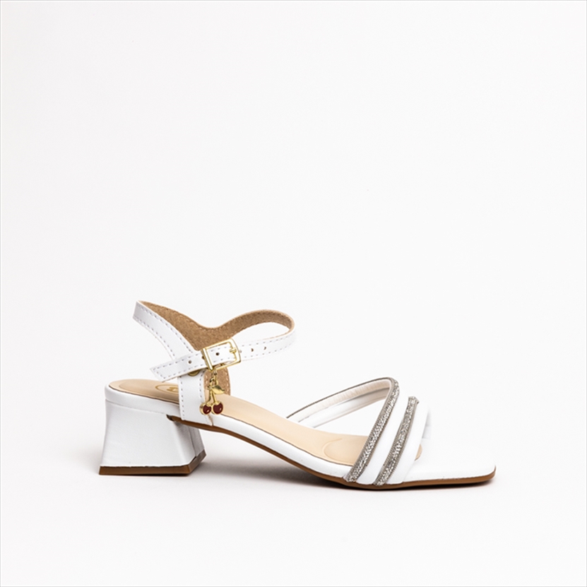 Molekinha Diamante Strap Girls Sandals with Cherry Charm