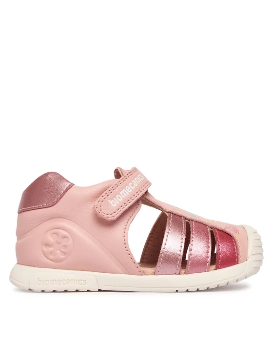 Biomecanics Girls Caged Sandals with Velcro Strap and Metallic Detail