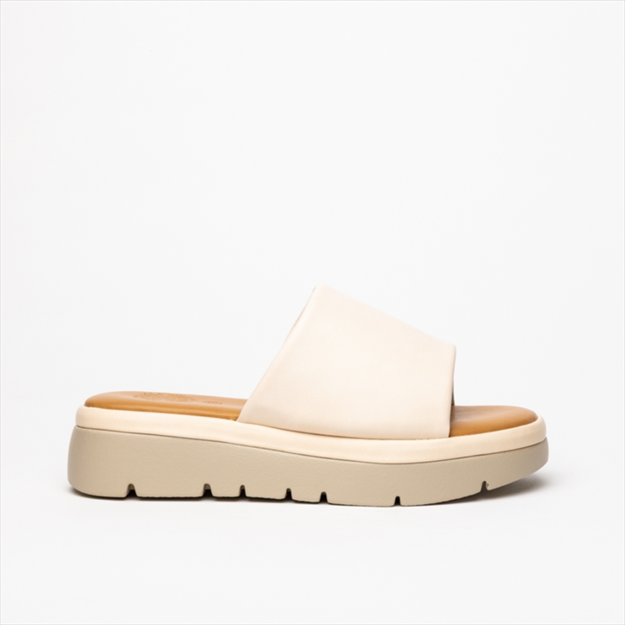 Athenais rubber low wedge flatform sliders with matching coloured midsole