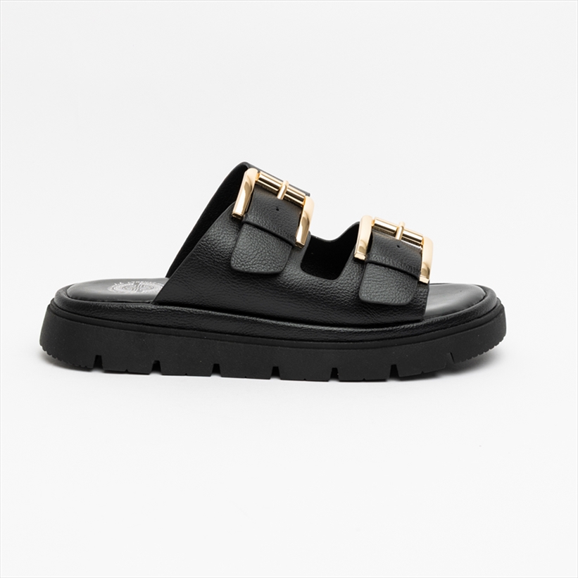 Athenais Double Strap Flatform Sandals with Statement Decorative Buckles