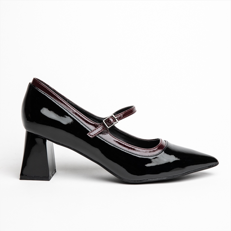 Miss Belgini high heeled block heel pumps with buckle strap