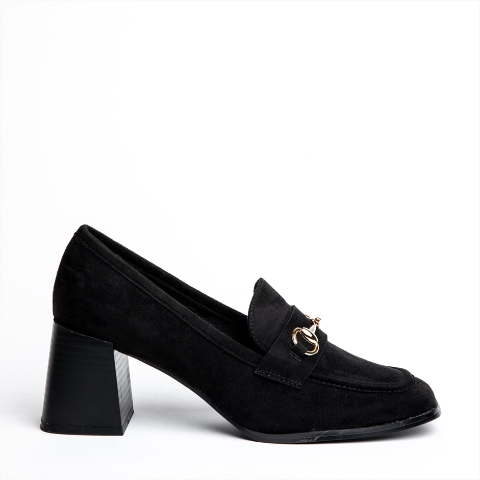 Miss Belgini high heeled loafer pumps with chain embellishment