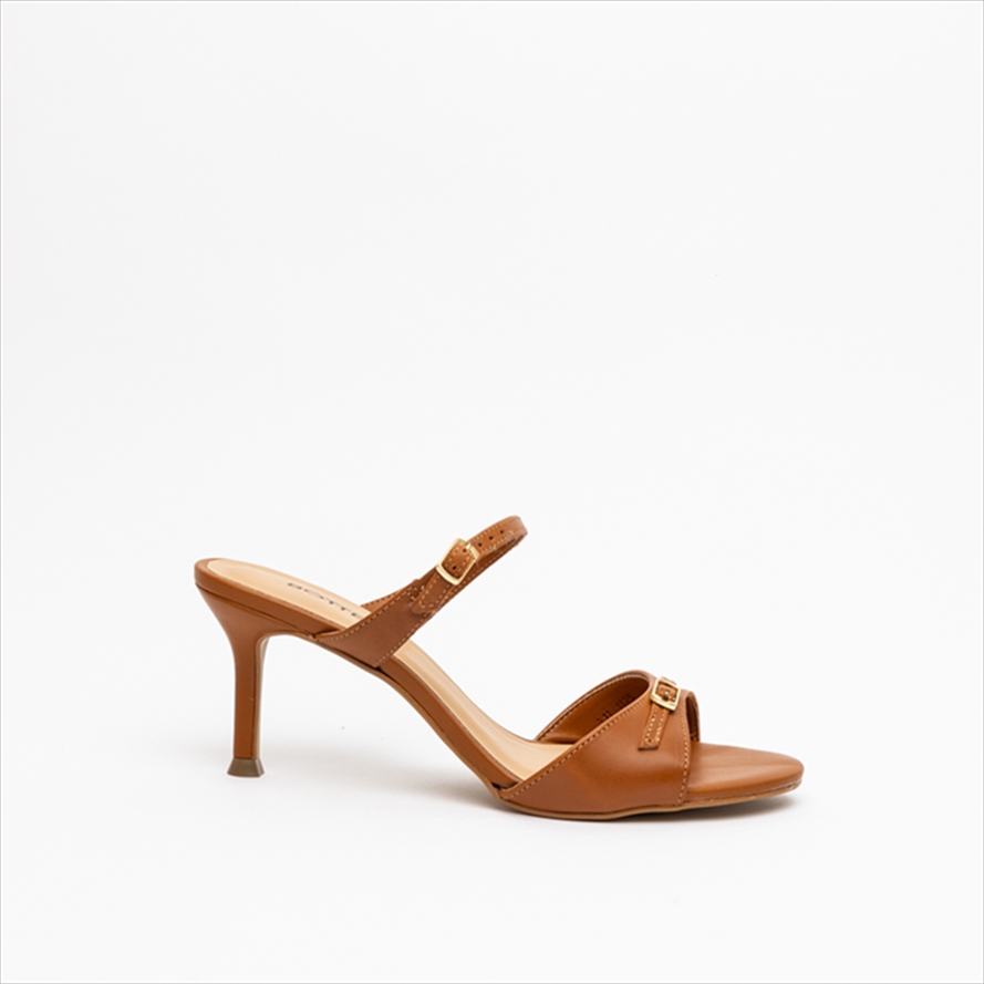 Bottero Premium High Stiletto Heel Mule Sandals with Buckle Details
