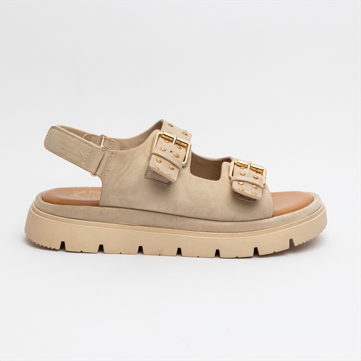 Athenais Flatform Double Strap Sandals with Studs