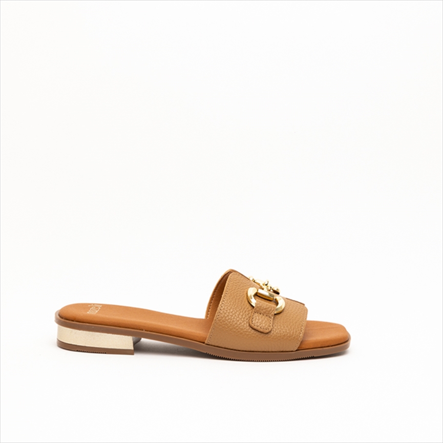 Nazeli Premium Slider Sandals with Horsebit Chain