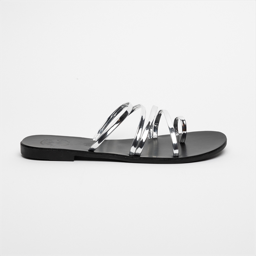 Athenais Flat Sandals with Metallic Straps