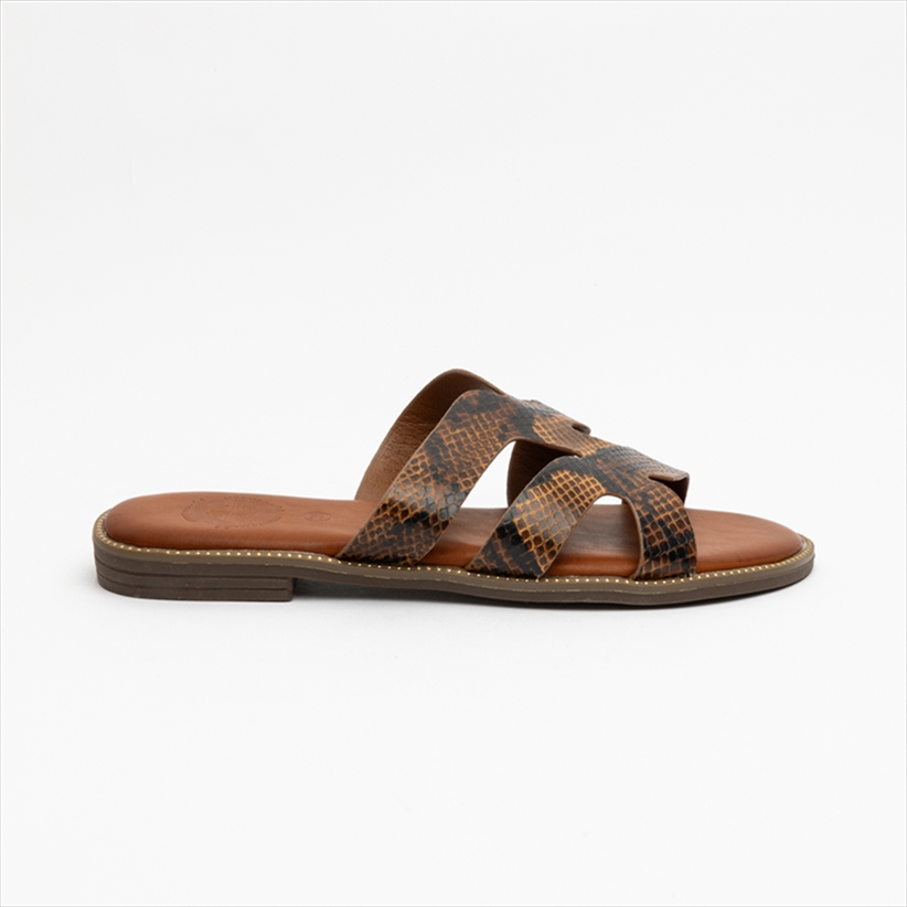 Athenais Modern Multi Strap Flat Sandals with Bold Cut Out Details