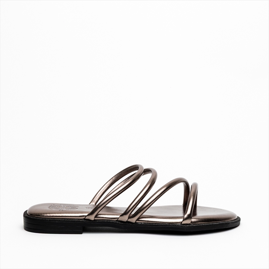Athenais Asymmetrical Strappy Flat Slider Sandals