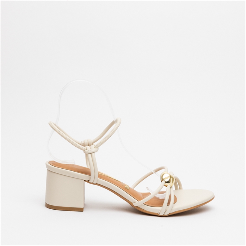 Vizzano Low Block Heel Sandals with Thin Straps and Gold Trim Detail