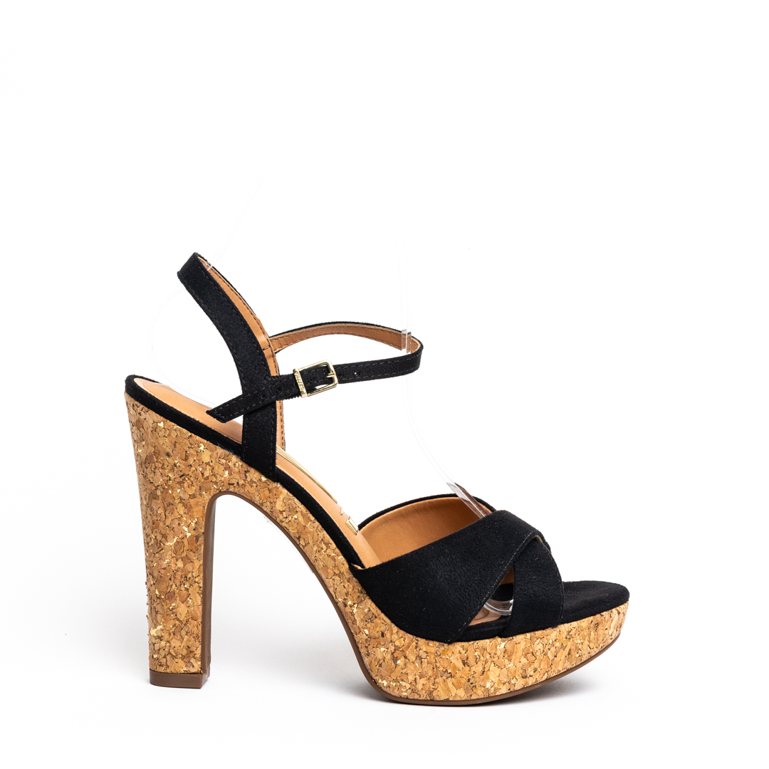 Vizzano Cork Sole High Block Heel Sandals
