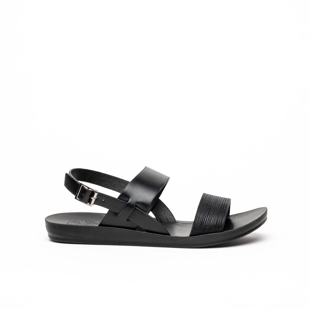Athenais double strap flat sandals with revolving ankle strap