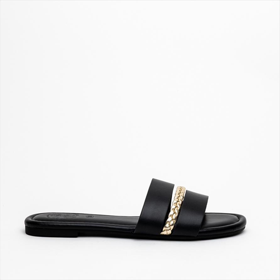 Athenais Flat Slider Sandals with Braided Upper Detail