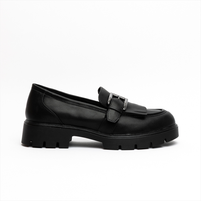 Miss Belgini Loafers with Fringe and Buckle Detail