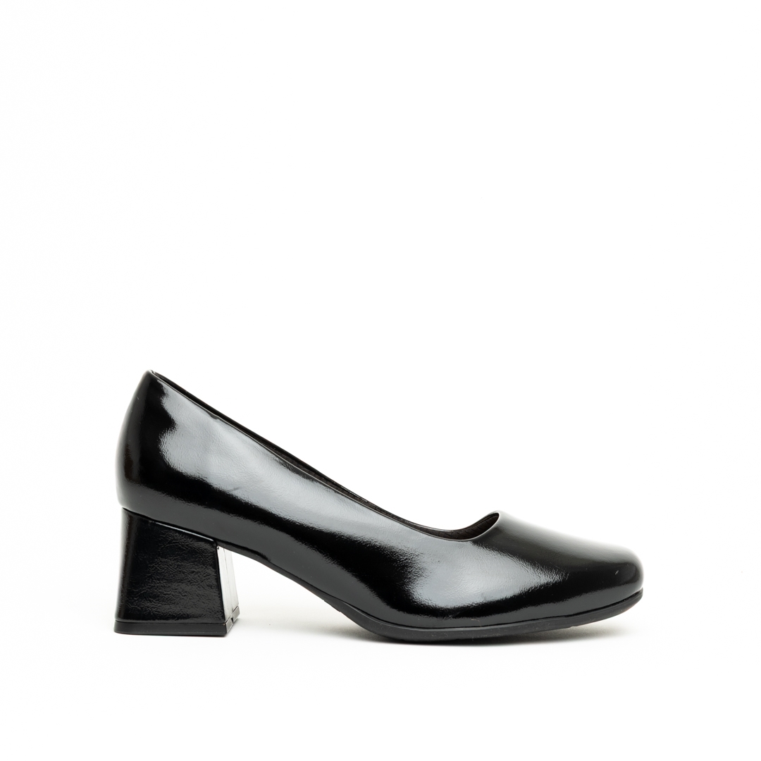 Piccadilly Classic Glossy Court Medium Block Heel Pumps