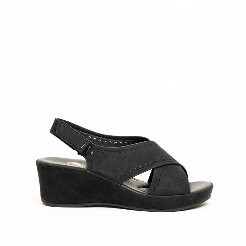Foot Comfort Cross Strap Medium Wedge Sandals