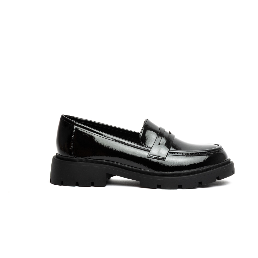 Miss Belgini Glossy Penny Strap Loafer Pumps