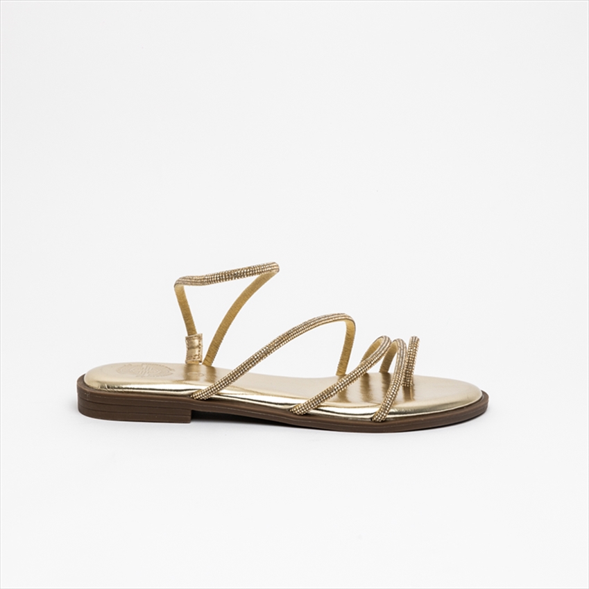 Athenais Multistrap Toe Loop Flat Sandals with Diamante Details