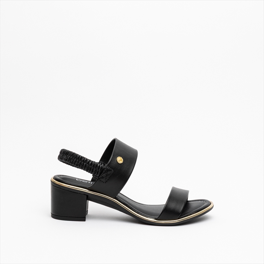 Beira Rio Low Block Heel Sandals with Ruched Ankle Strap