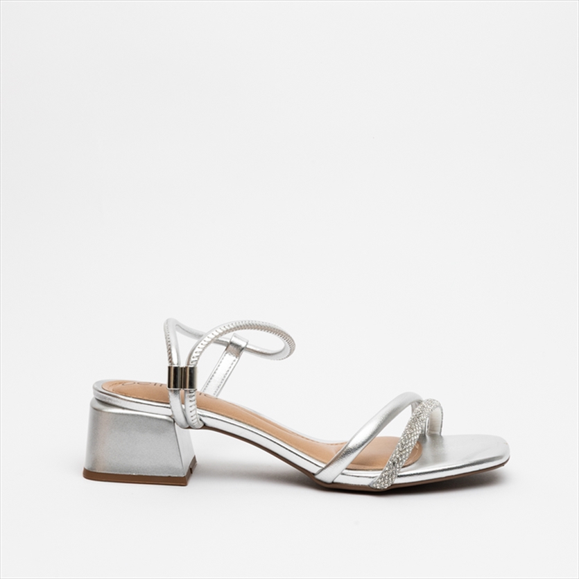 Beira Rio Metallic Low Block Heel Sandals
