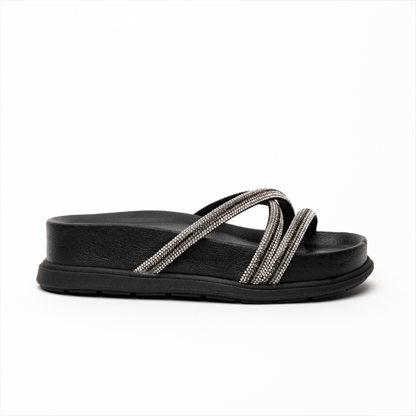 Beira Rio Metallic Detail Thin Cross Straps Flatform Sandals