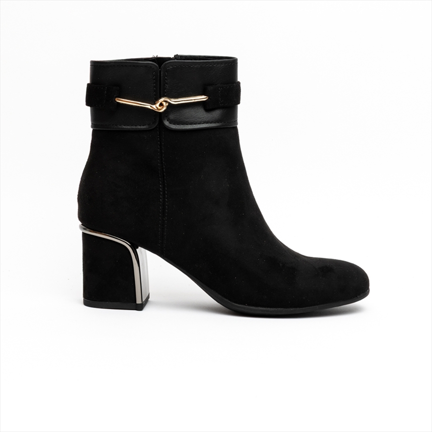 Miss Belgini Suedette Medium Block Heel Ankle Boots with Modern Twist