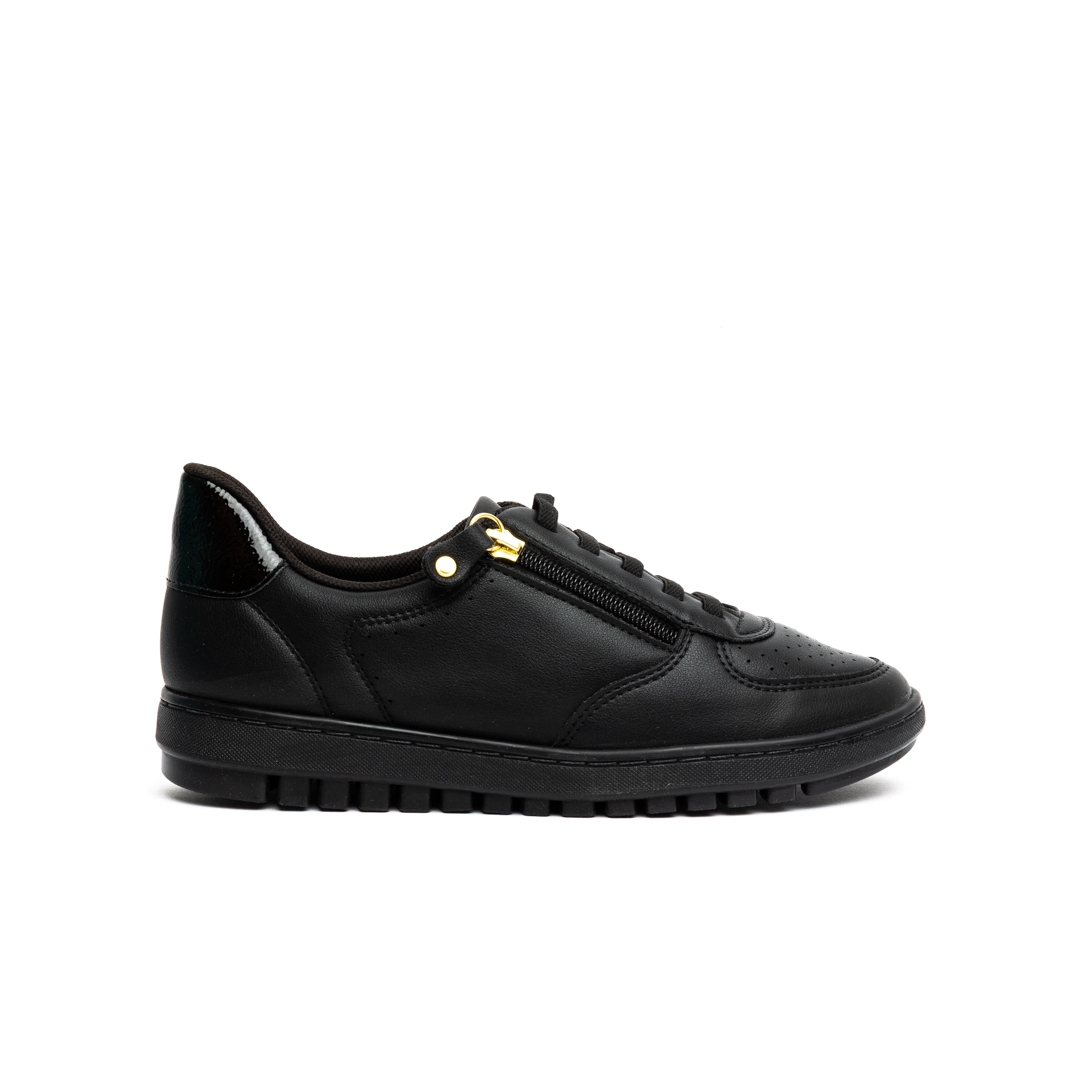 Piccadilly Lace Up Flat Sneakers with Zip Decorative Detail on the Side.