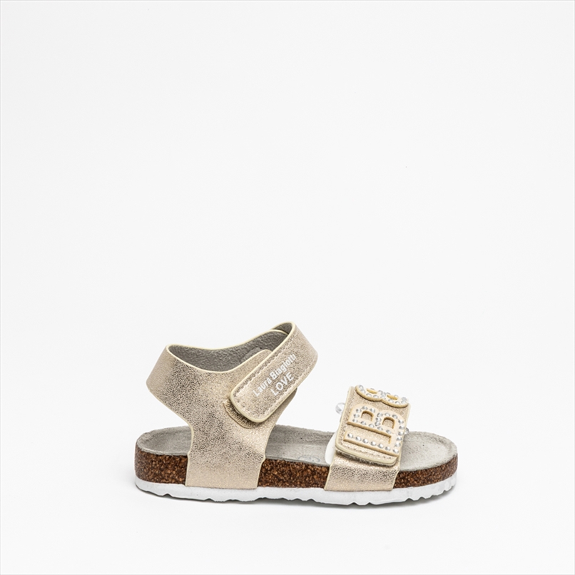 Laura Biagiotti Monogram Girls Sandals with Cork Sole