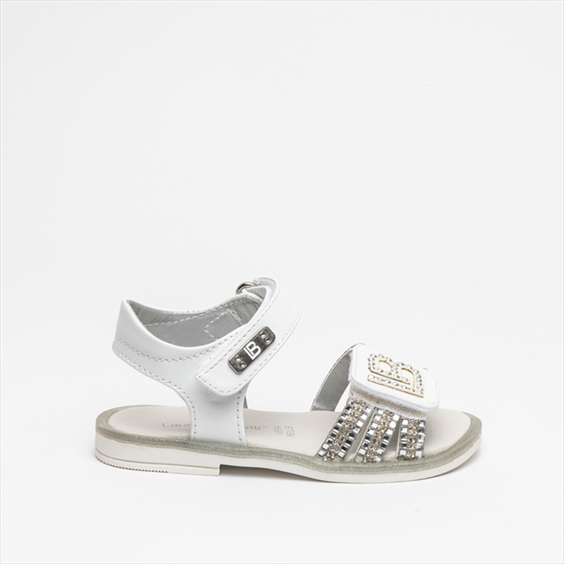 Laura Biagiotti Diamante Detail Ankle Strap Girls Sandals with Square Toe