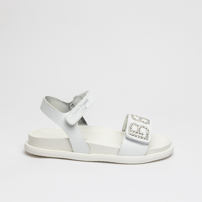 Laura Biagiotti Ankle Strap Girls Sandals with Embellishment Details