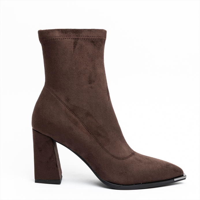 Miss Belgini Smooth Upper Sock Style Medium Block Heel Ankle Boots