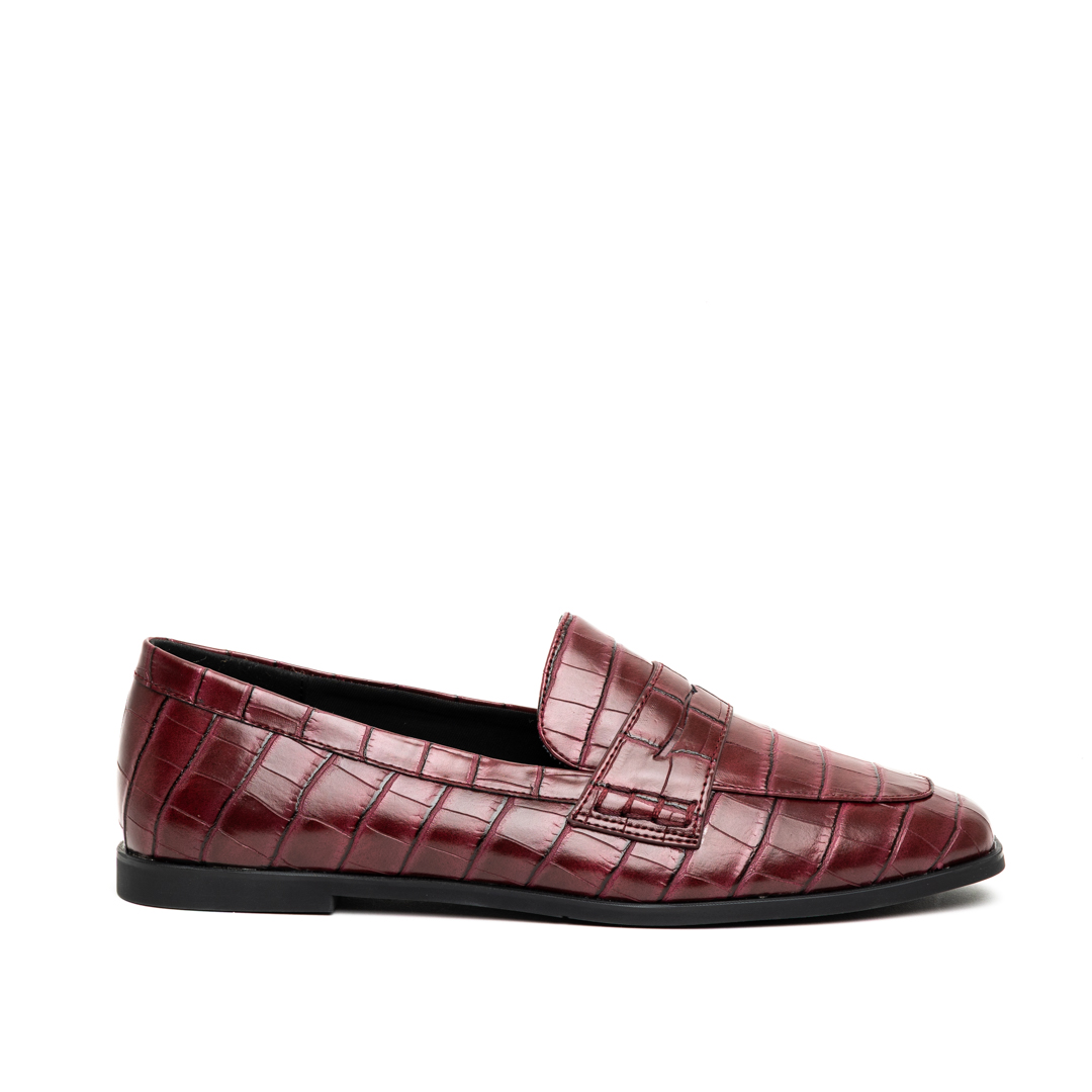 Miss Belgini Croc Effect Loafer Flat Pumps