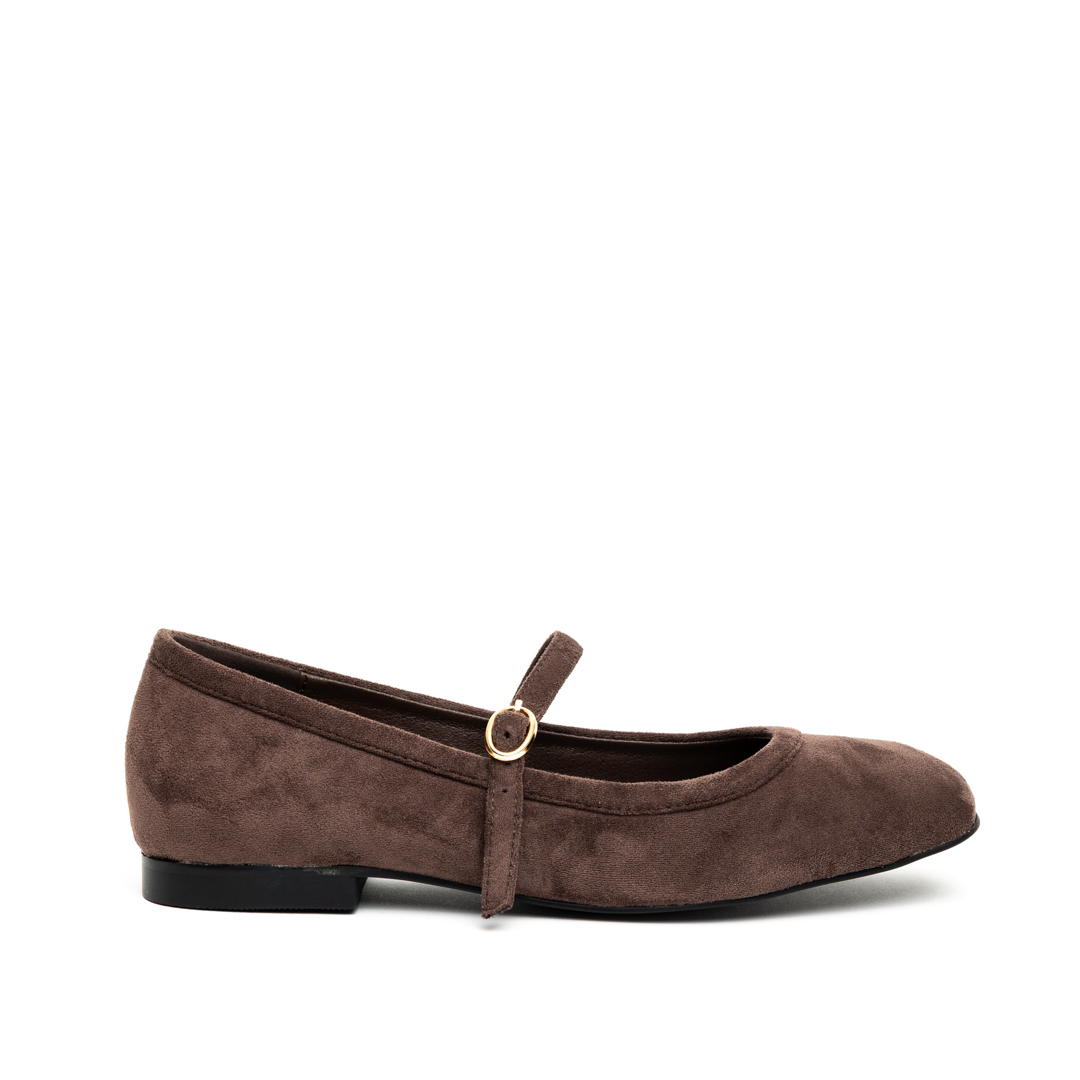 Miss Belgini Mary Jane Suede Effect Ballerina Flat Pumps