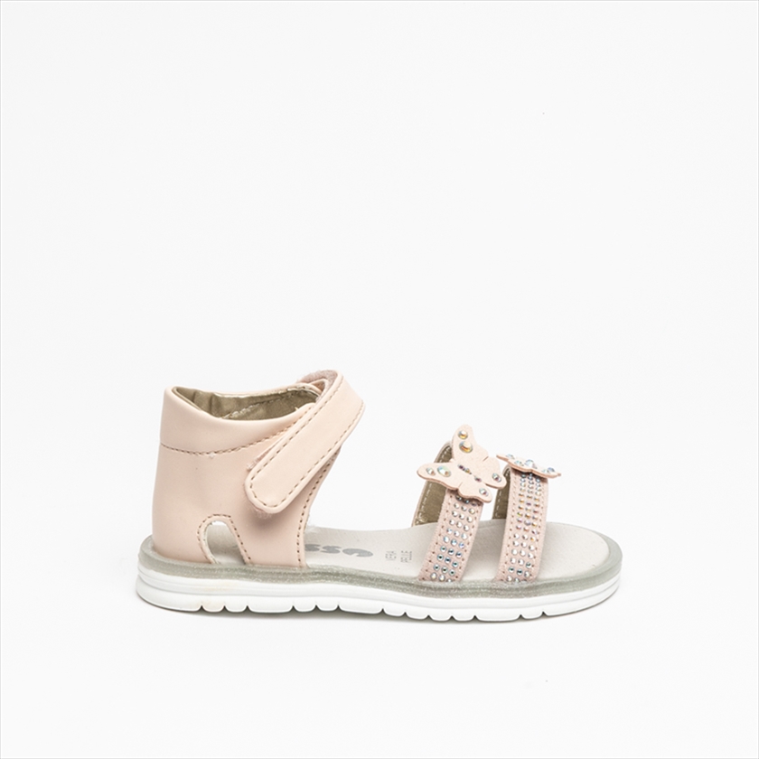 ASSO Girls Sandals with Butterflies and Rhinestones Decorative Details