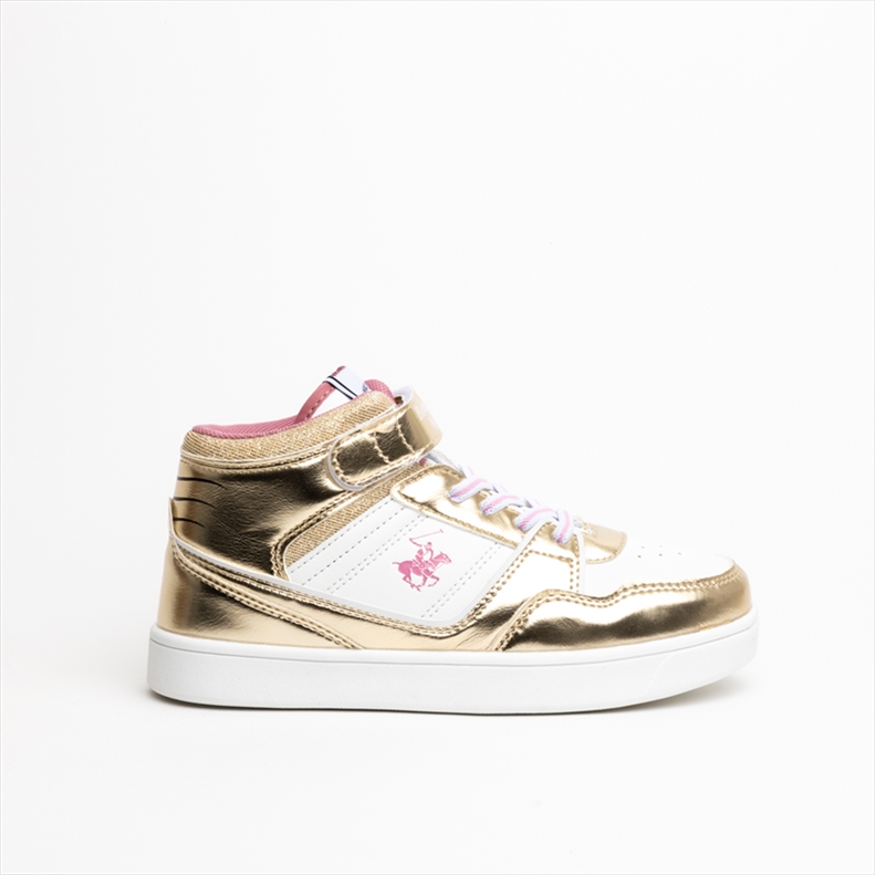 Beverly Hills Polo Club Mid-Top Girls Sneakers with Gold Metallic Details