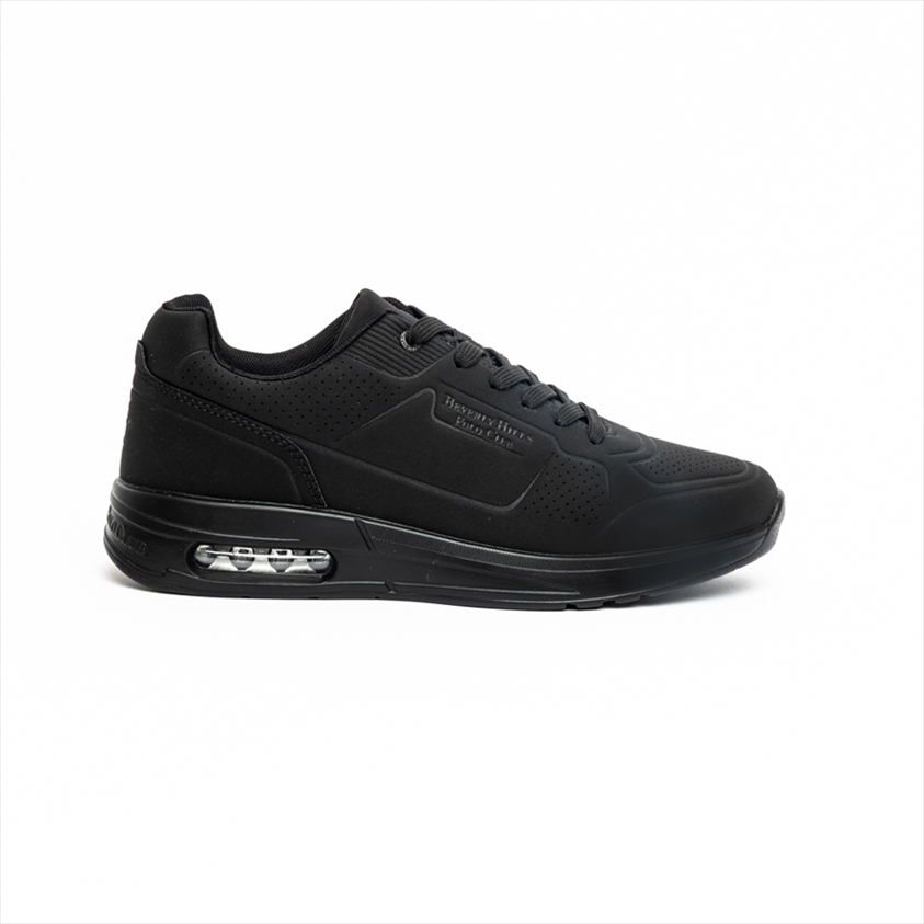 Beverly Hills Polo Club Total Black Mens Trainers with Air Bubble