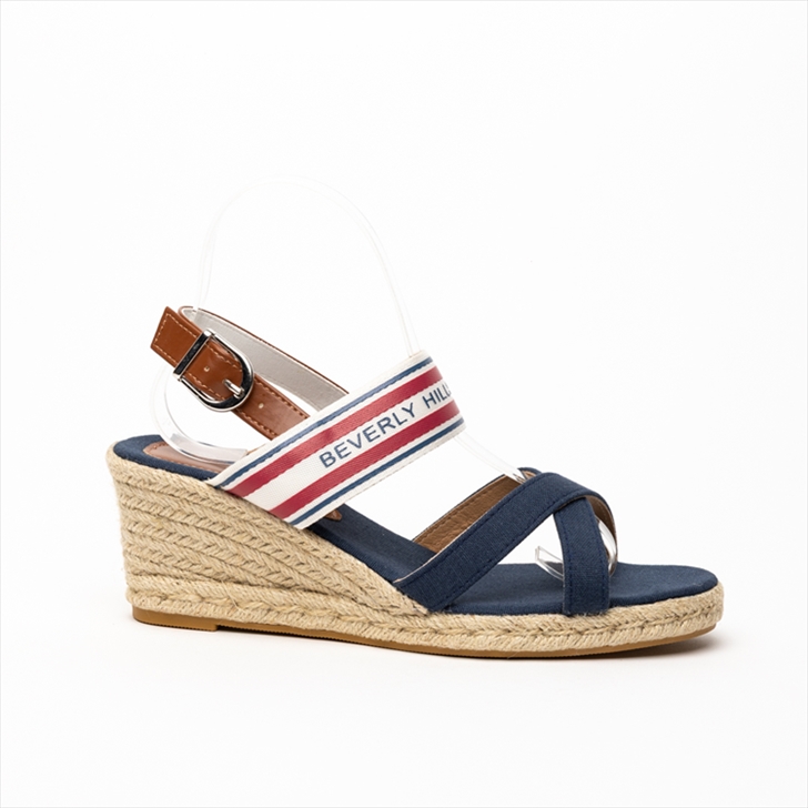 Beverly Hills Polo Club Women’s Low Wedge Espadrille Criss-cross Ankle Strap Sandals